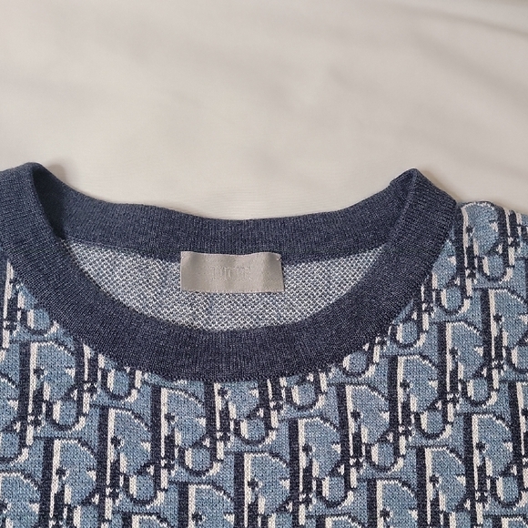 Dior Navy Patterned Short Sleeve Tee - Picture 3 of 4